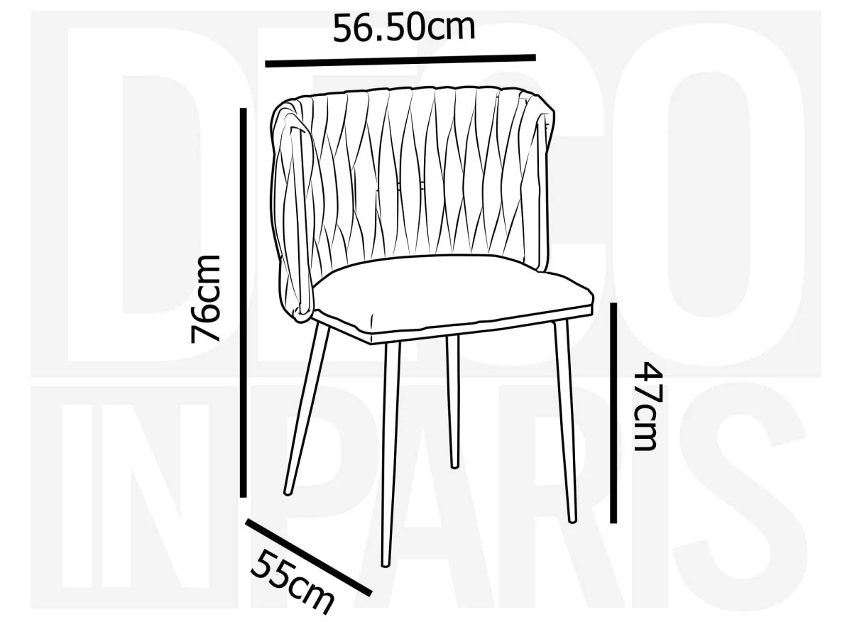 Lot de 2 chaises en velours gris pieds en métal doré POLO - Image 7