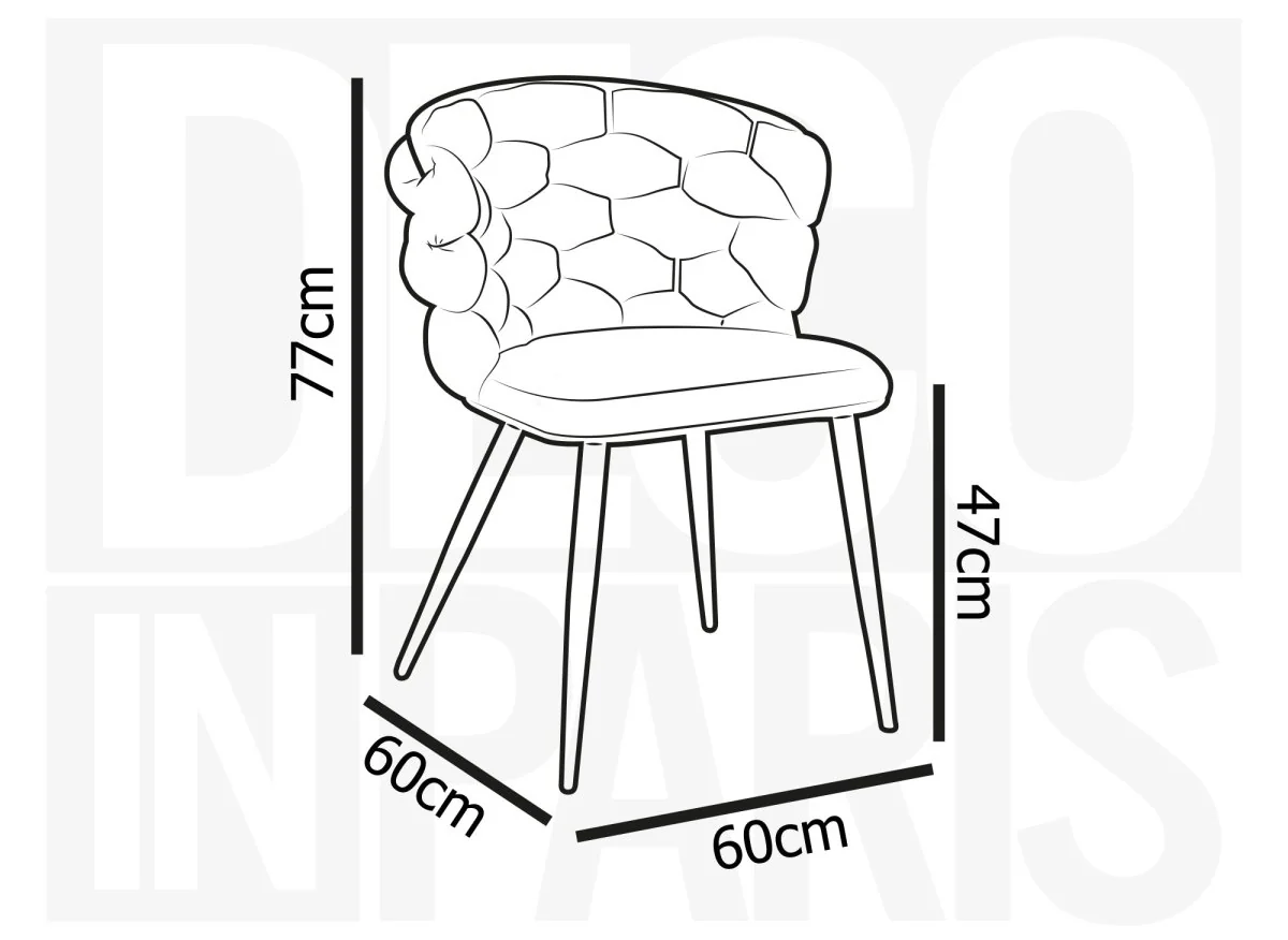 Lot de 2 chaises en velours gris pieds en métal noir CECILE - Image 8