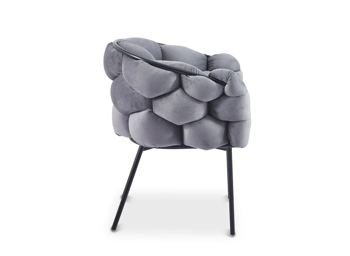 Lot de 2 chaises en velours gris pieds en métal noir CHARLOTTE - Image 6