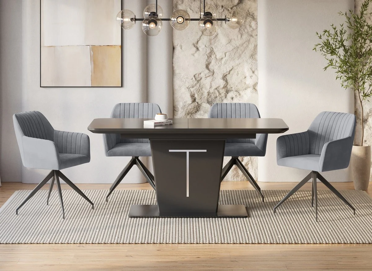 Lot de 2 chaises en velours gris pieds en métal noir RATUS - Image 4