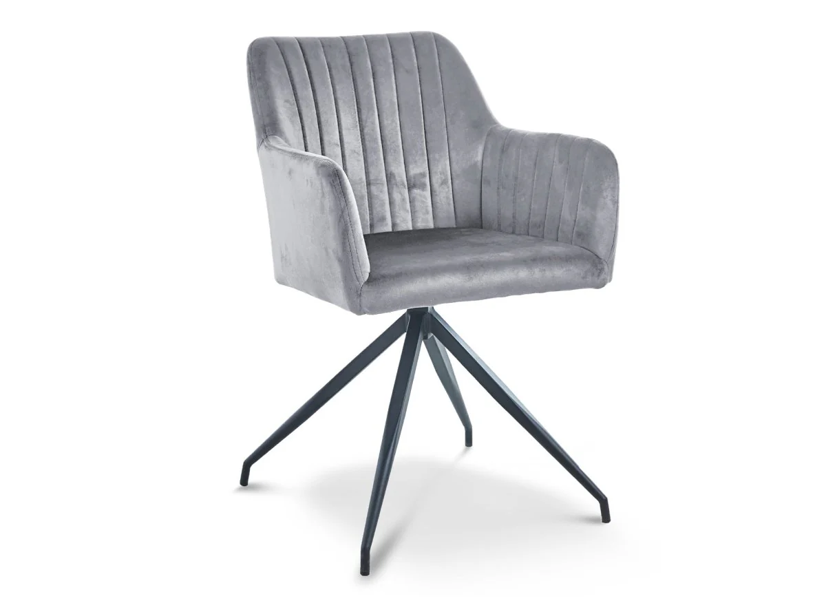 Lot de 2 chaises en velours gris pieds en métal noir RATUS - Image 5