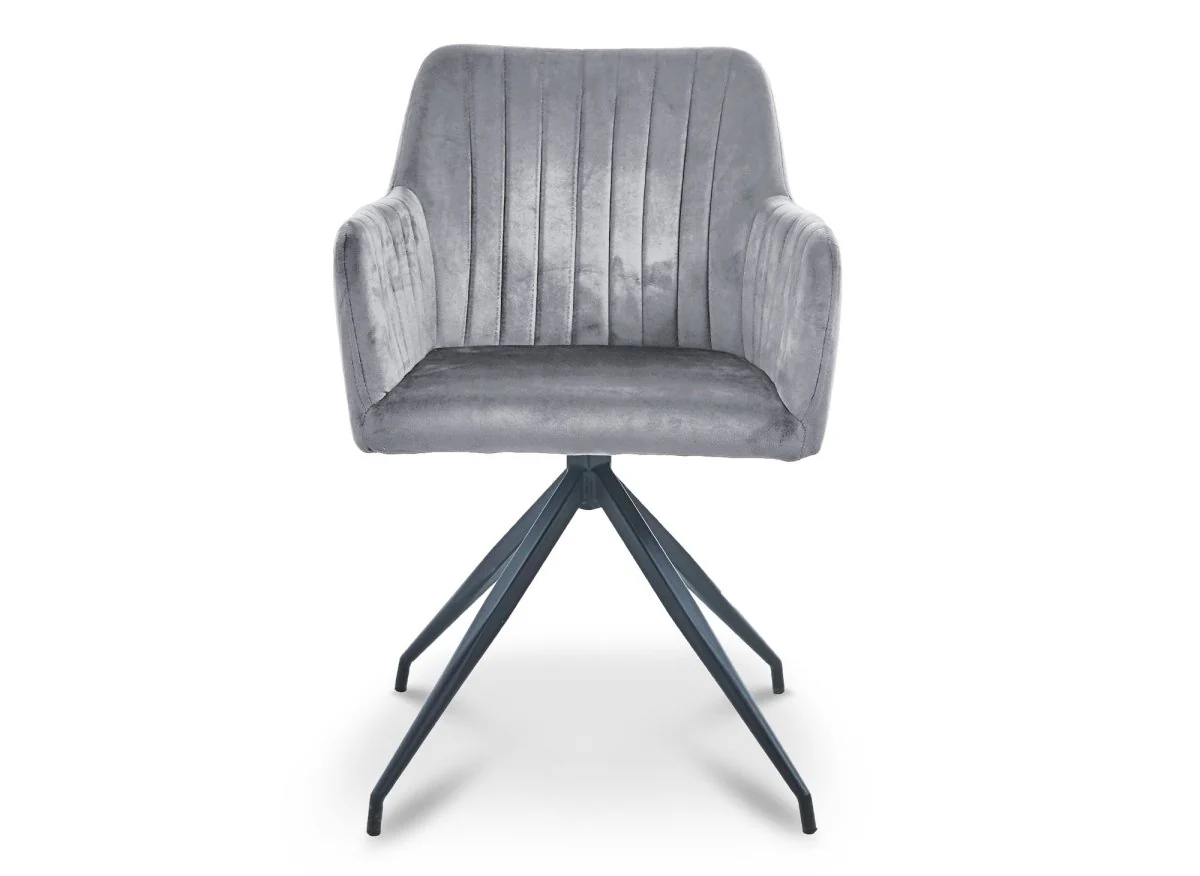 Lot de 2 chaises en velours gris pieds en métal noir RATUS - Image 6