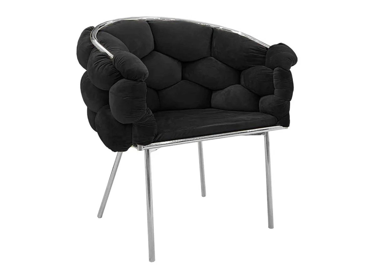 Lot de 2 chaises en velours noir pieds en métal argenté CHARLOTTE - Image 4