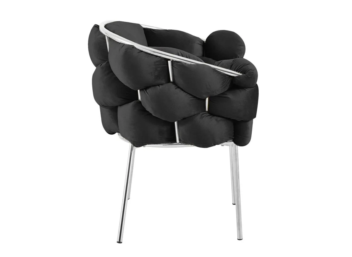 Lot de 2 chaises en velours noir pieds en métal argenté CHARLOTTE - Image 5