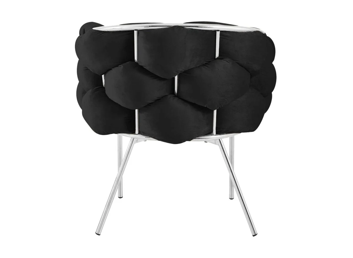 Lot de 2 chaises en velours noir pieds en métal argenté CHARLOTTE - Image 6