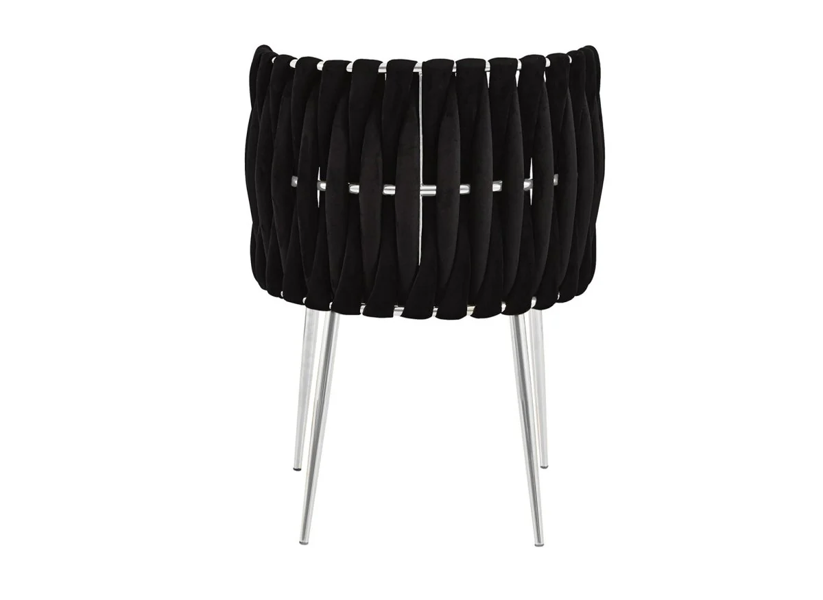 Lot de 2 chaises en velours noir pieds en métal argenté POLO - Image 7