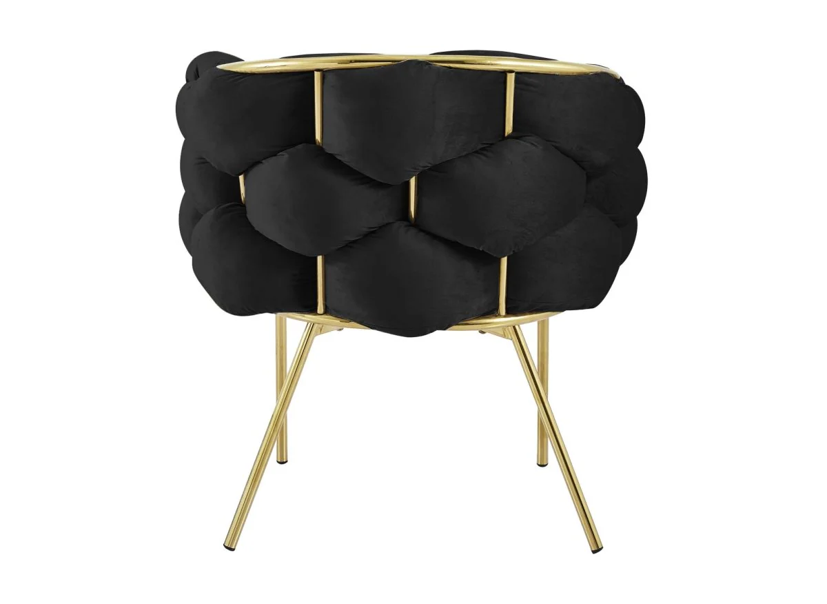 Lot de 2 chaises en velours noir pieds en métal doré CHARLOTTE - Image 7