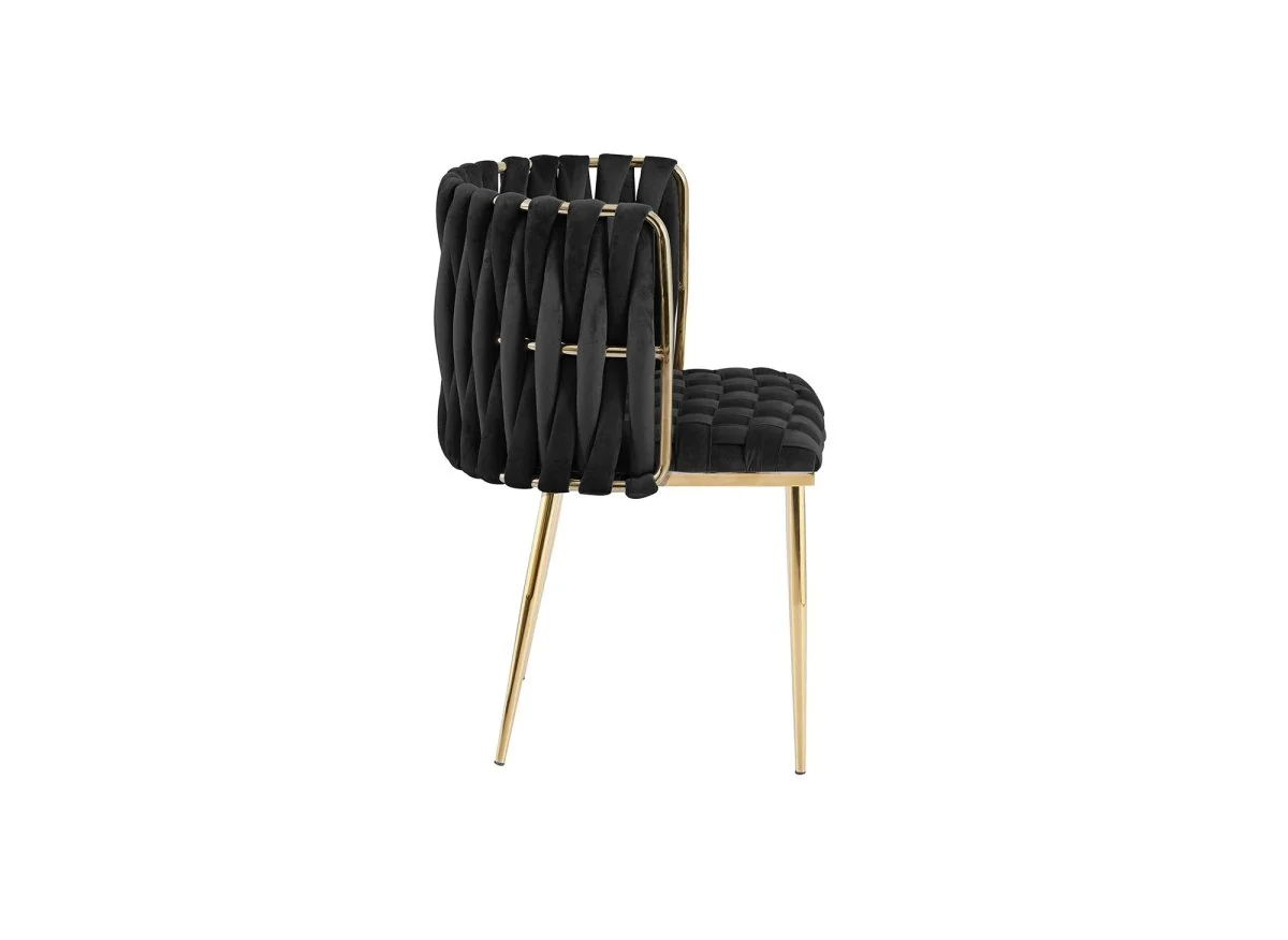 Lot de 2 chaises en velours noir pieds en métal doré POLO - Image 5