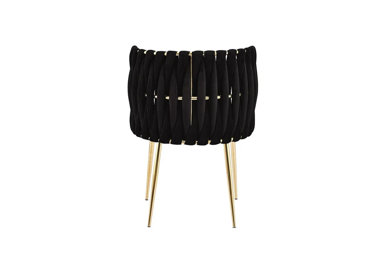 Lot de 2 chaises en velours noir pieds en métal doré POLO - Image 7