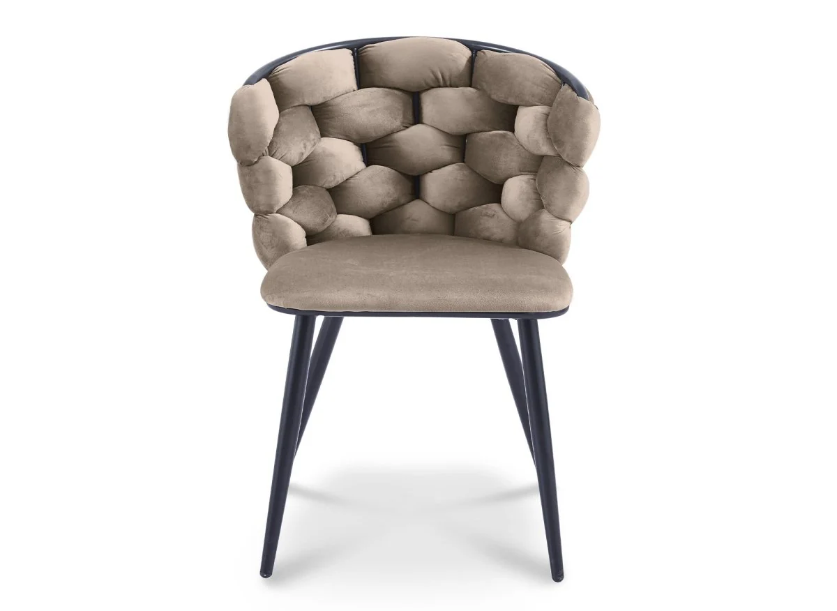 Lot de 2 chaises en velours taupe pieds en métal noir CECILE - Image 5