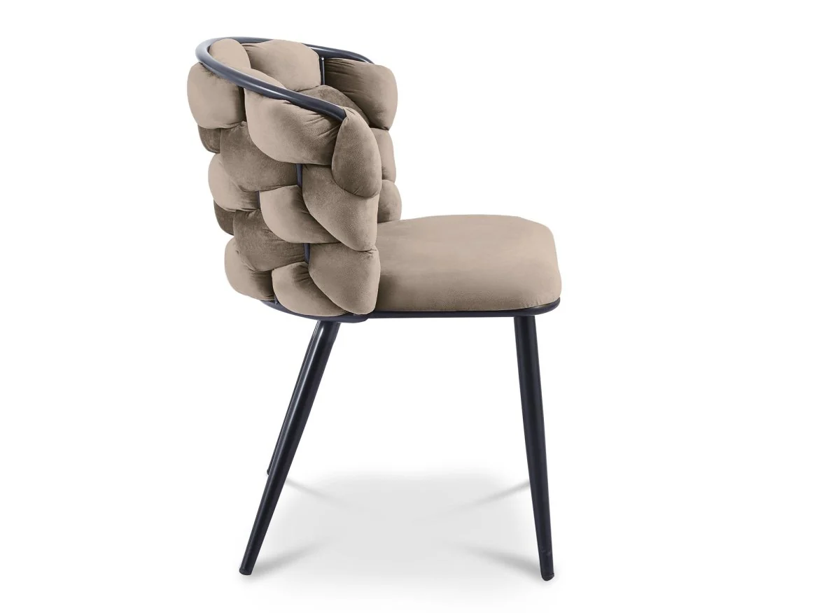 Lot de 2 chaises en velours taupe pieds en métal noir CECILE - Image 6