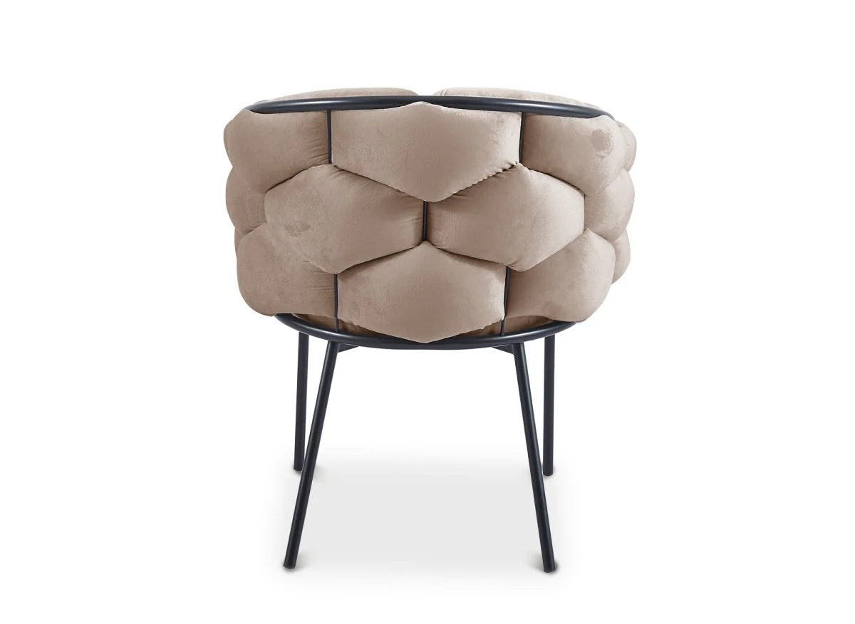 Lot de 2 chaises en velours taupe pieds en métal noir CHARLOTTE - Image 6