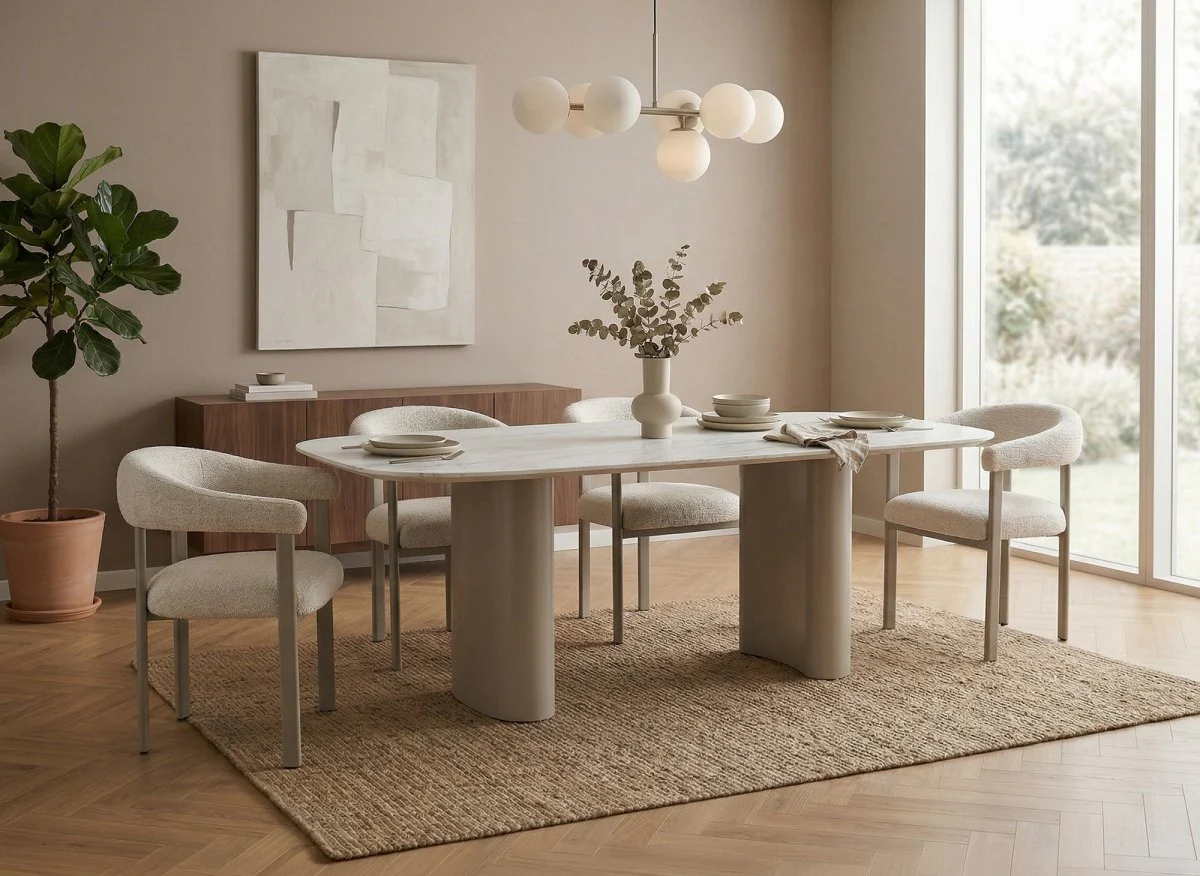 Lot de 2 chaises en velours tissé écru pieds en métal gris LOUISA - Image 3