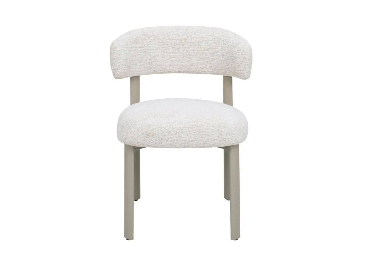 Lot de 2 chaises en velours tissé écru pieds en métal gris LOUISA - Image 5