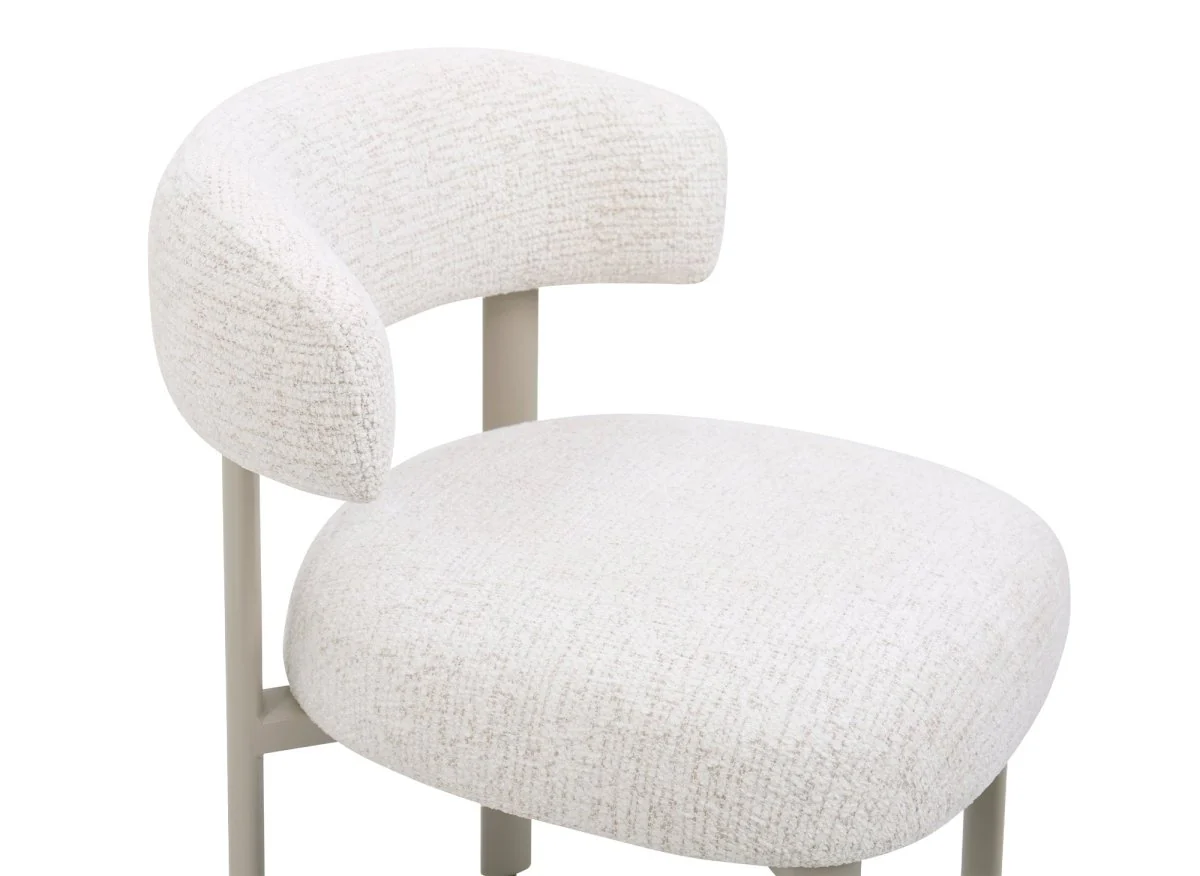 Lot de 2 chaises en velours tissé écru pieds en métal gris LOUISA - Image 8