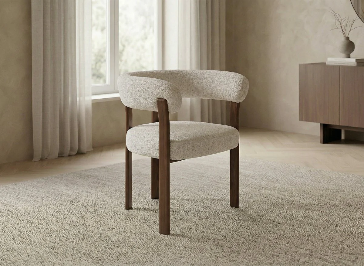 Lot de 2 chaises en velours tissé écru pieds en métal marron DIEGO - Image 2