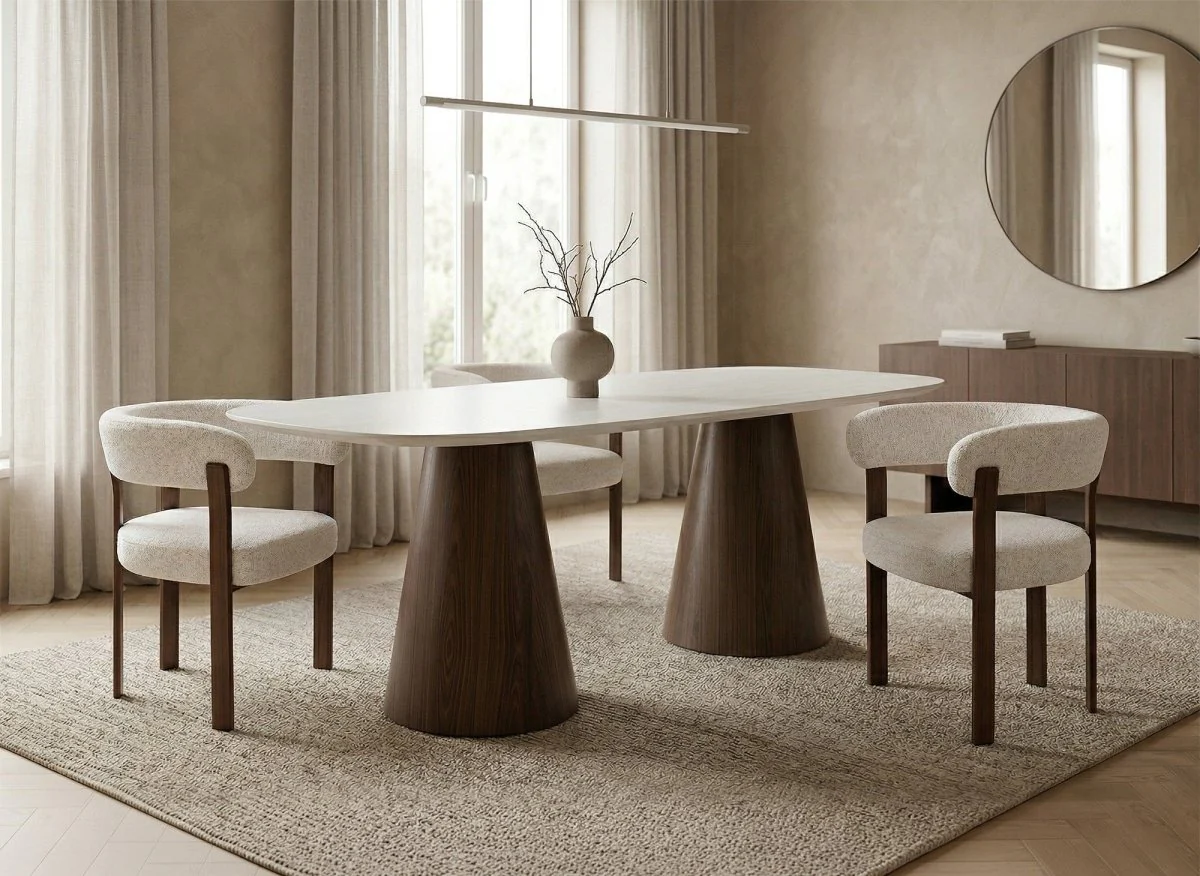Lot de 2 chaises en velours tissé écru pieds en métal marron DIEGO - Image 3