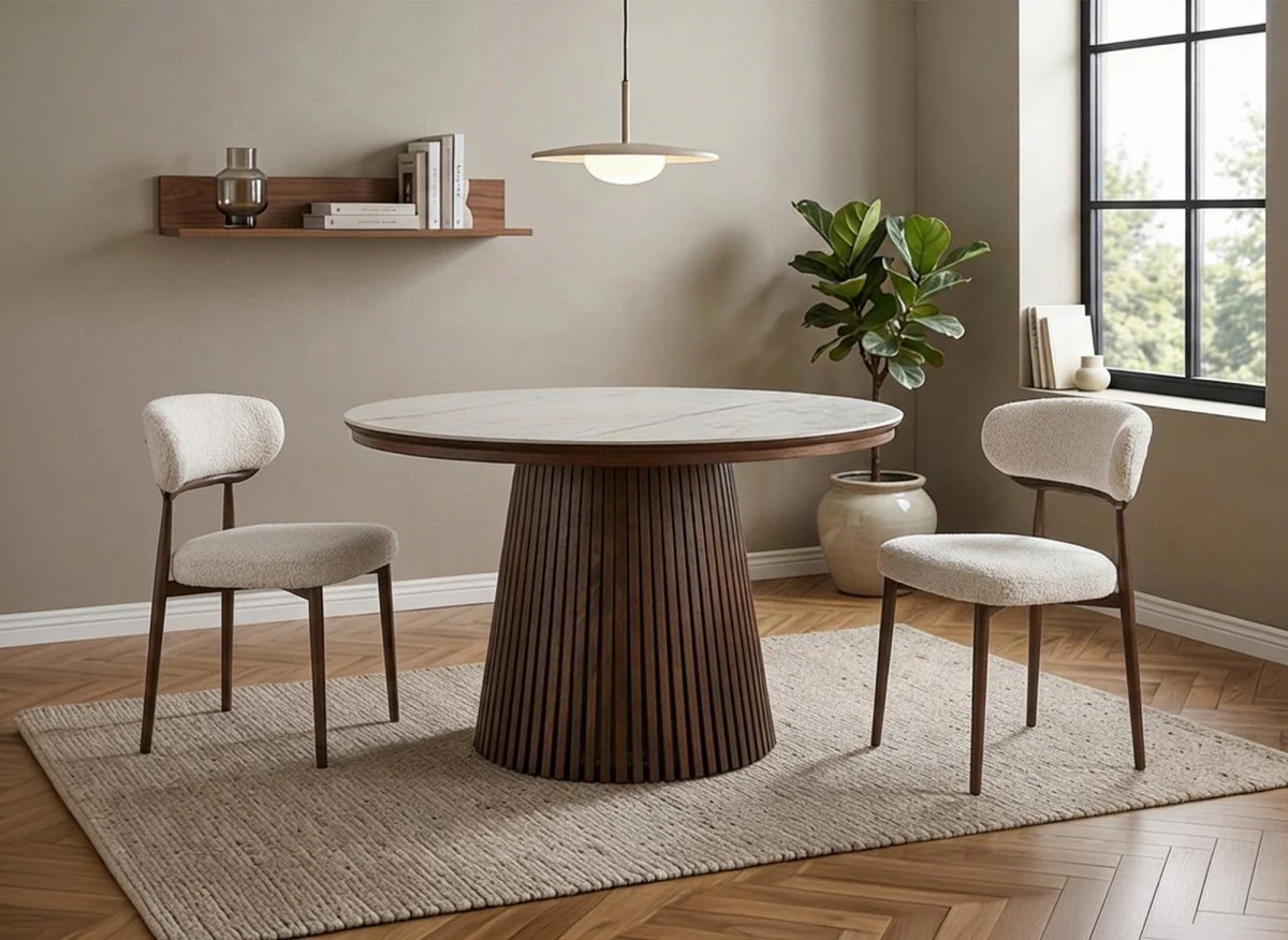 Lot de 2 chaises en velours tissé écru pieds en métal marron JULES - Image 3
