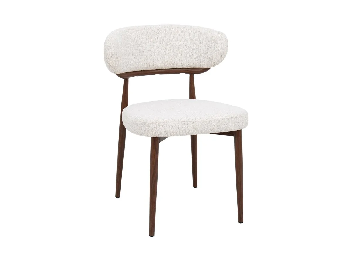Lot de 2 chaises en velours tissé écru pieds en métal marron JULES - Image 4
