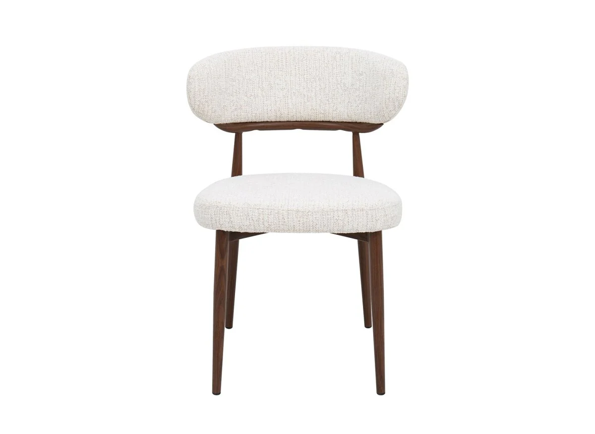Lot de 2 chaises en velours tissé écru pieds en métal marron JULES - Image 5