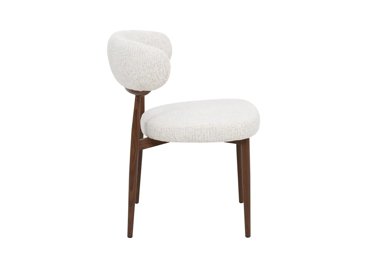 Lot de 2 chaises en velours tissé écru pieds en métal marron JULES - Image 6