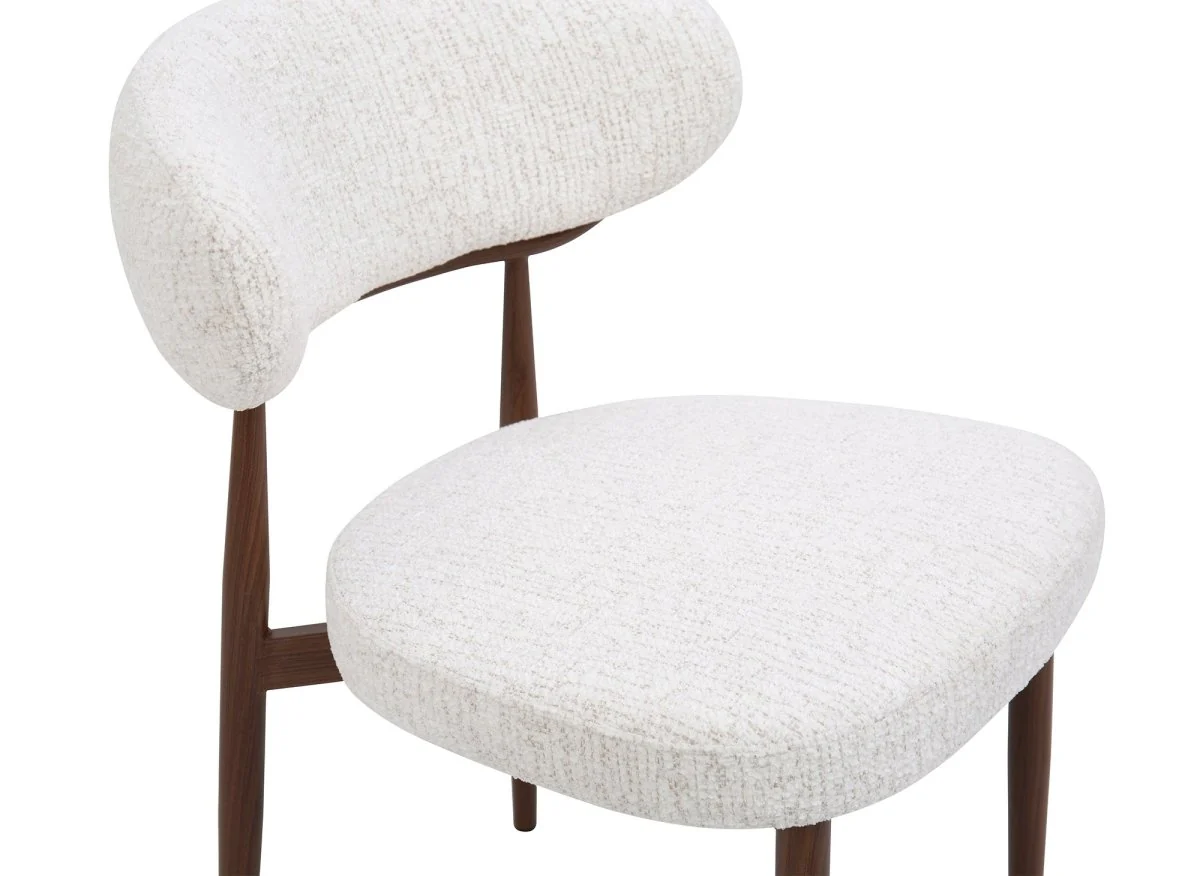 Lot de 2 chaises en velours tissé écru pieds en métal marron JULES - Image 8