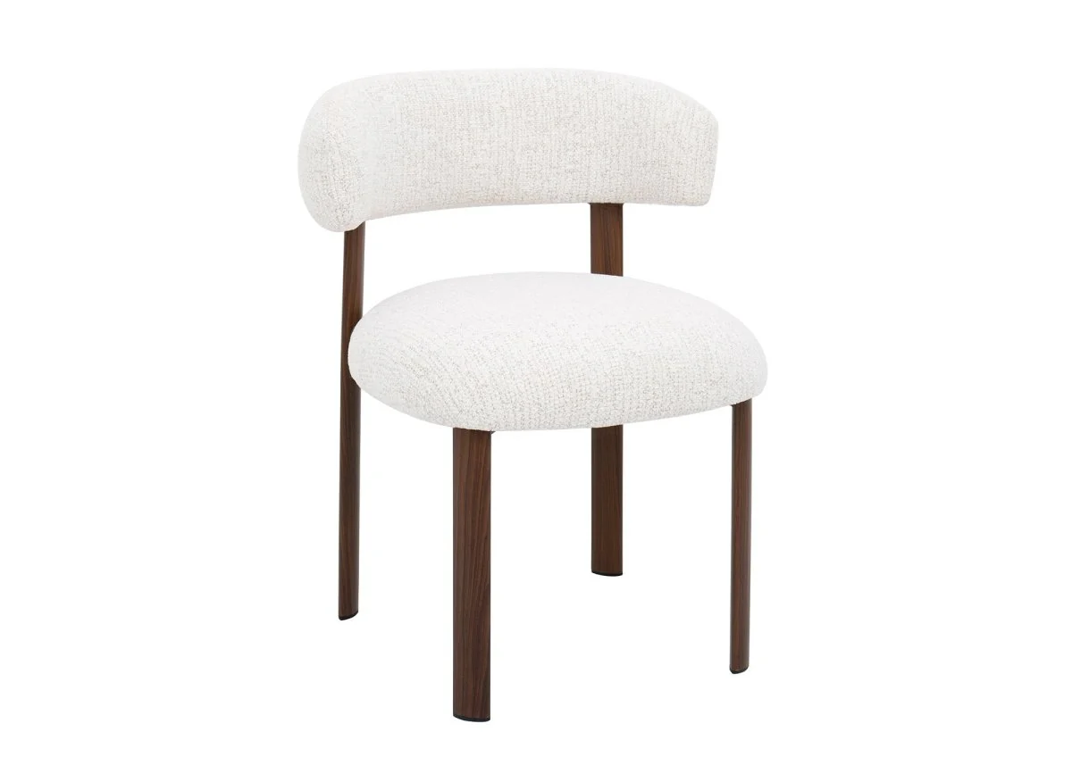 Lot de 2 chaises en velours tissé écru pieds en métal marron LOUISA - Image 4