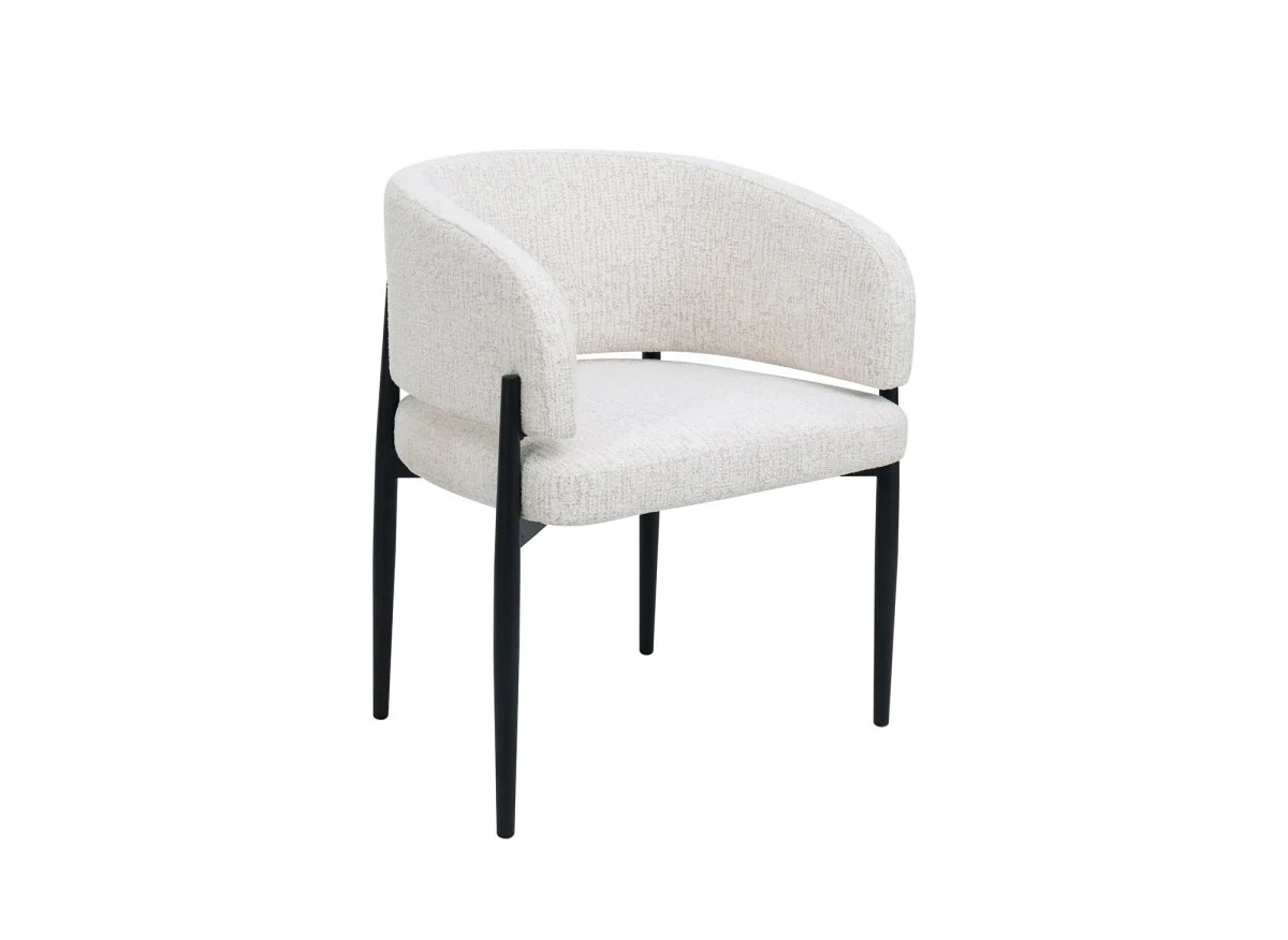 Lot de 2 chaises en velours tissé écru pieds en métal noir DIANA - Image 4