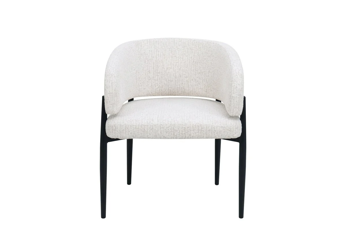 Lot de 2 chaises en velours tissé écru pieds en métal noir DIANA - Image 5