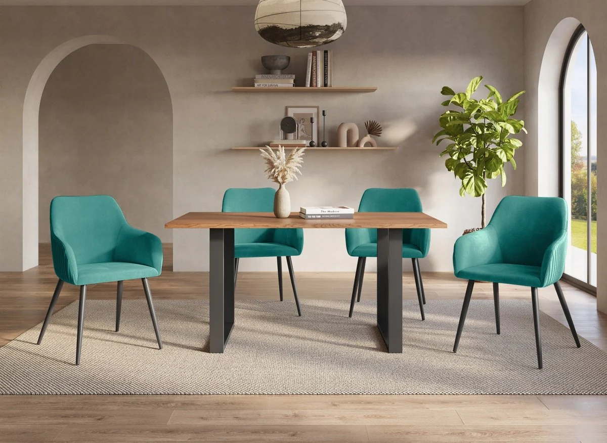 Lot de 2 chaises en velours vert pieds en métal noir DEVOR - Image 3