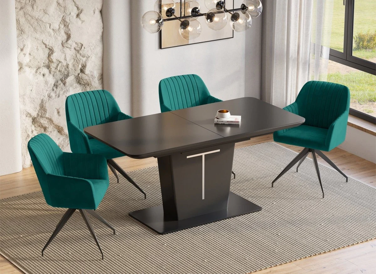 Lot de 2 chaises en velours vert pieds en métal noir RATUS - Image 3