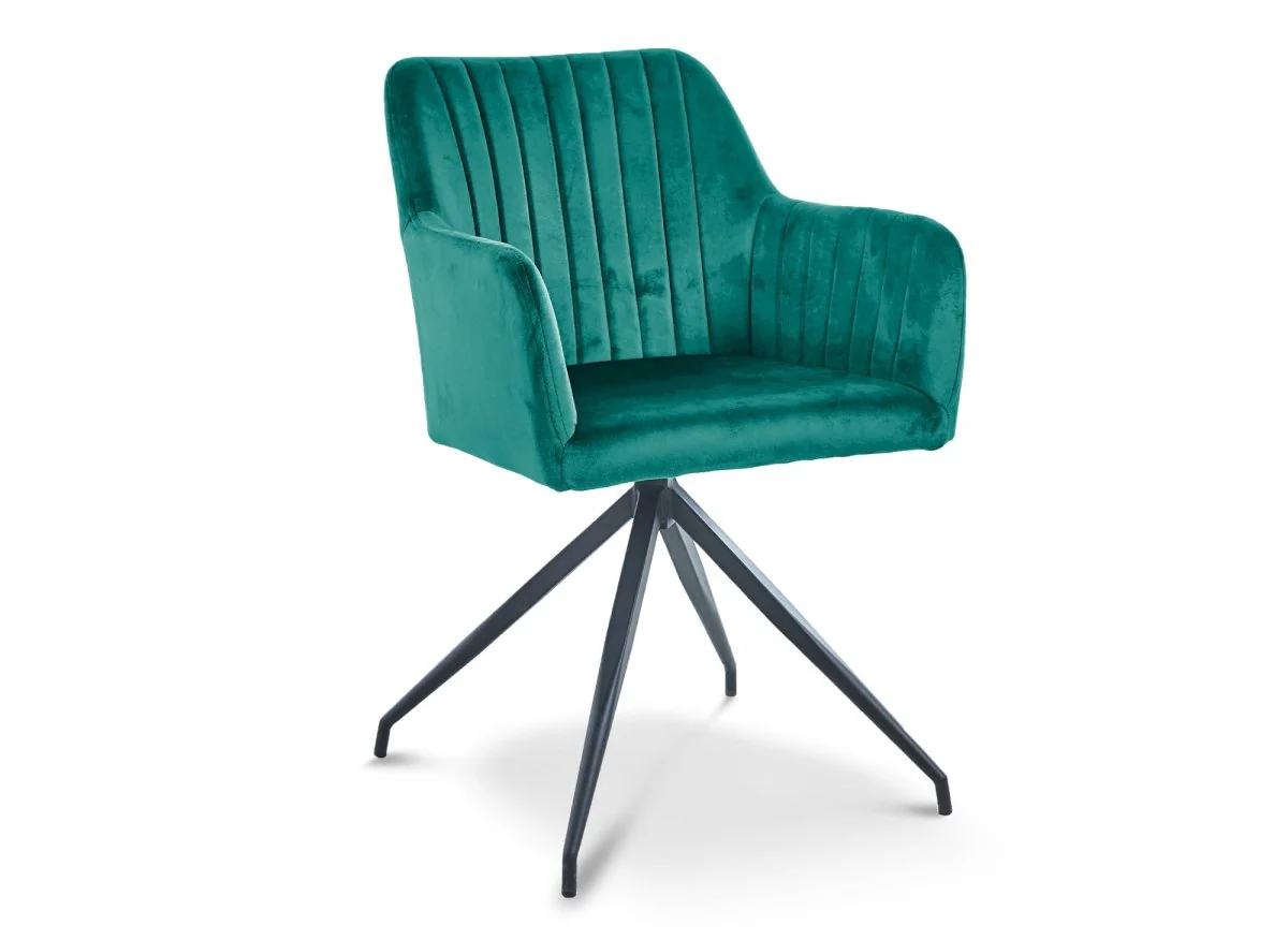 Lot de 2 chaises en velours vert pieds en métal noir RATUS - Image 5