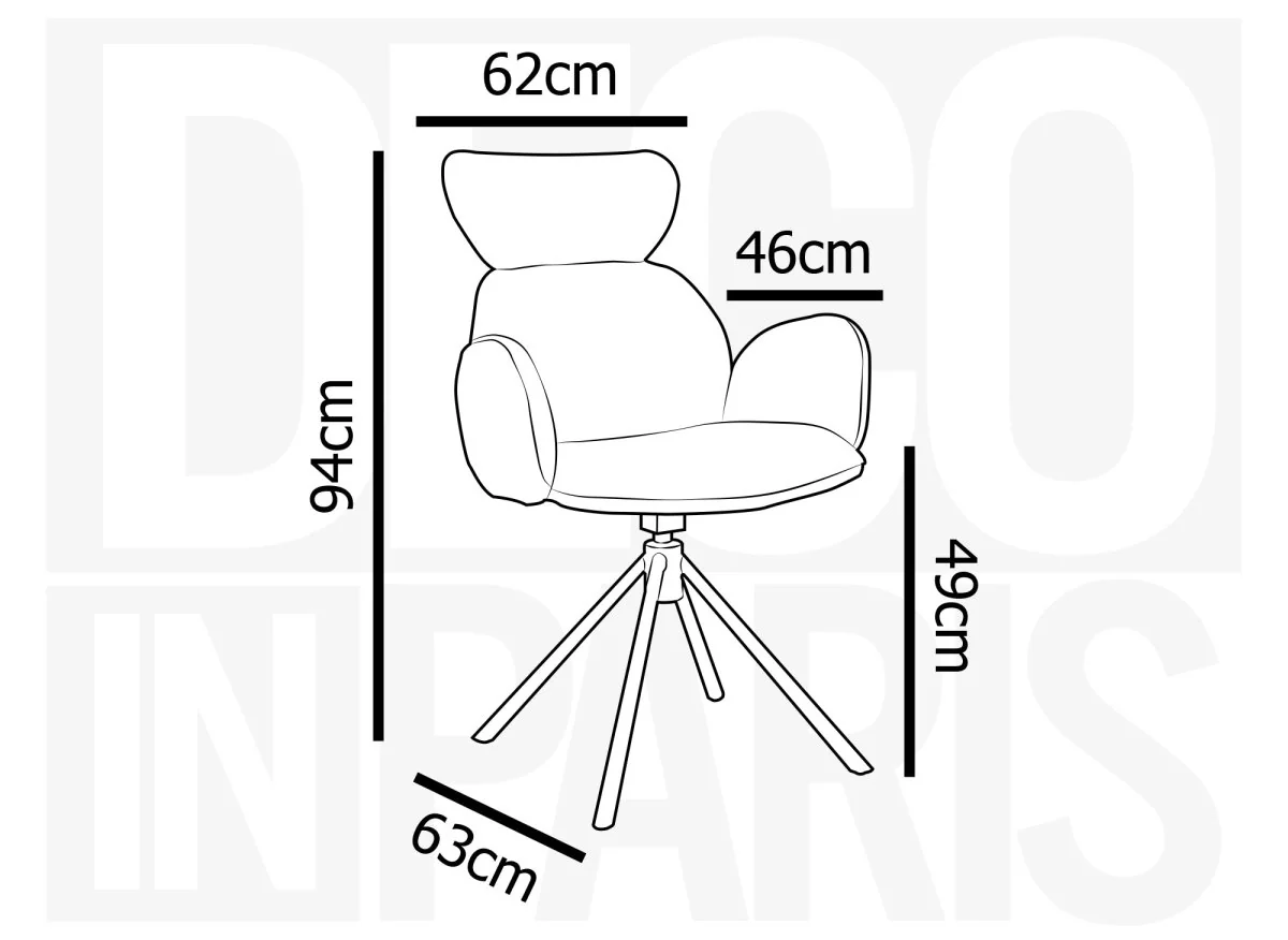Lot de 2 chaises pivotantes avec accoudoirs en tissu effet peau de mouton beige MAGY - Image 12