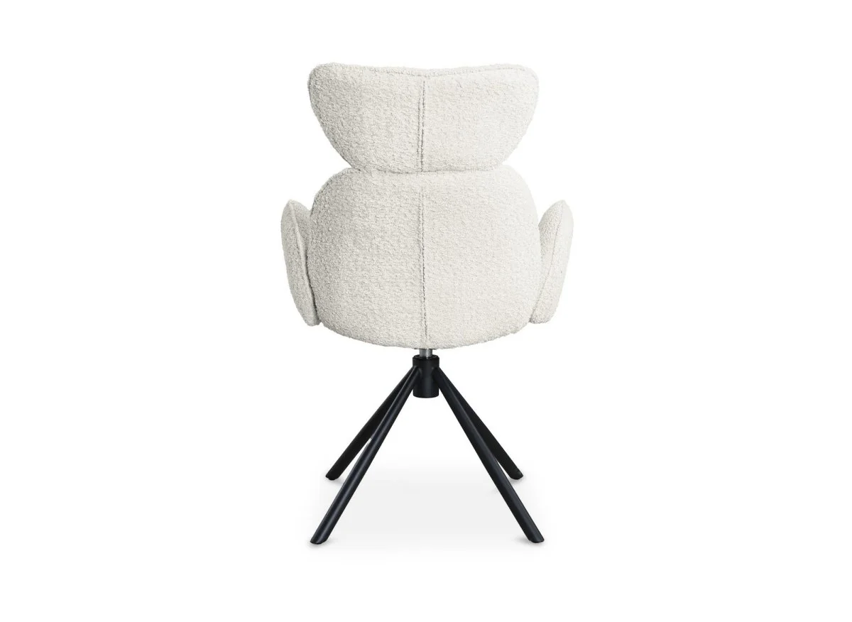 Lot de 2 chaises pivotantes avec accoudoirs en tissu effet peau de mouton beige MAGY - Image 7