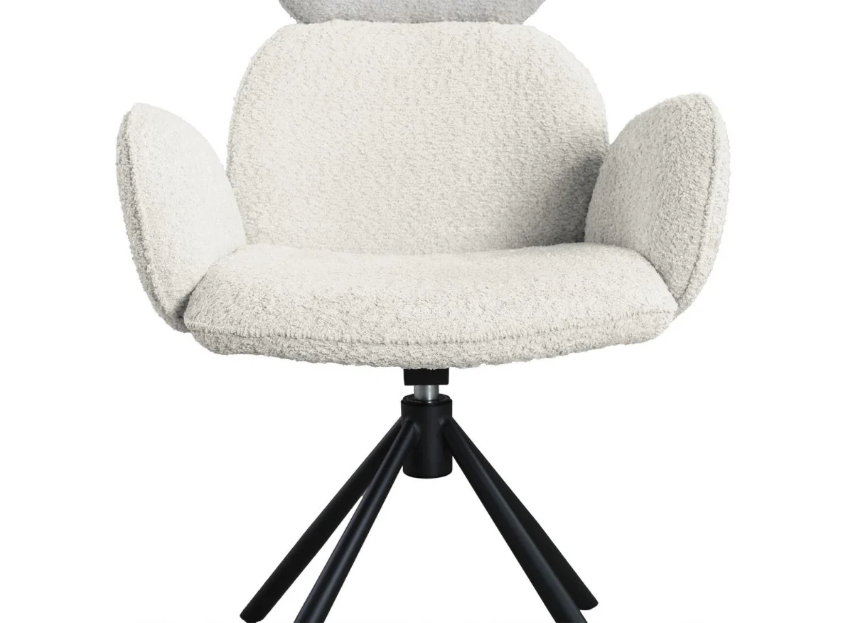 Lot de 2 chaises pivotantes avec accoudoirs en tissu effet peau de mouton beige MAGY - Image 8