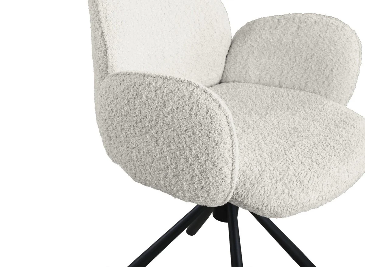 Lot de 2 chaises pivotantes avec accoudoirs en tissu effet peau de mouton beige MAGY - Image 9