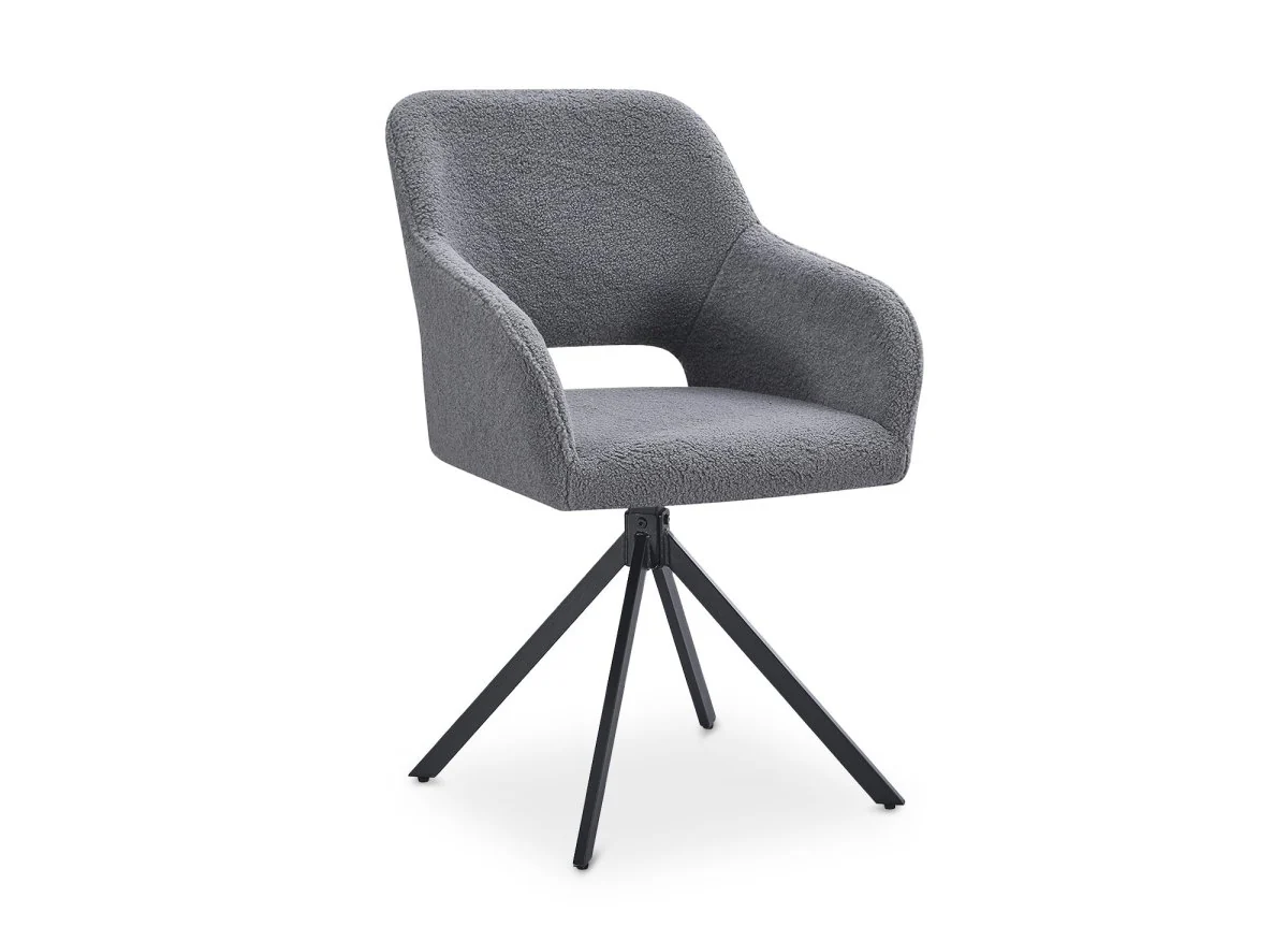 Lot de 2 chaises pivotantes design en tissu bouclette gris CIEL - Image 5