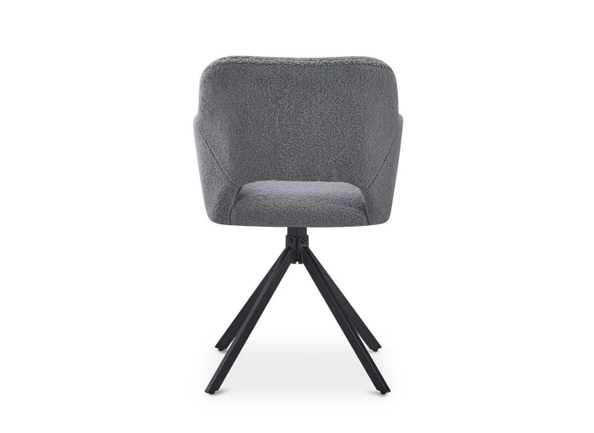 Lot de 2 chaises pivotantes design en tissu bouclette gris CIEL - Image 7