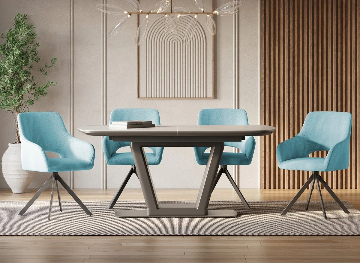 Lot de 2 chaises pivotantes design en velours vert d'eau CIEL - Image 4