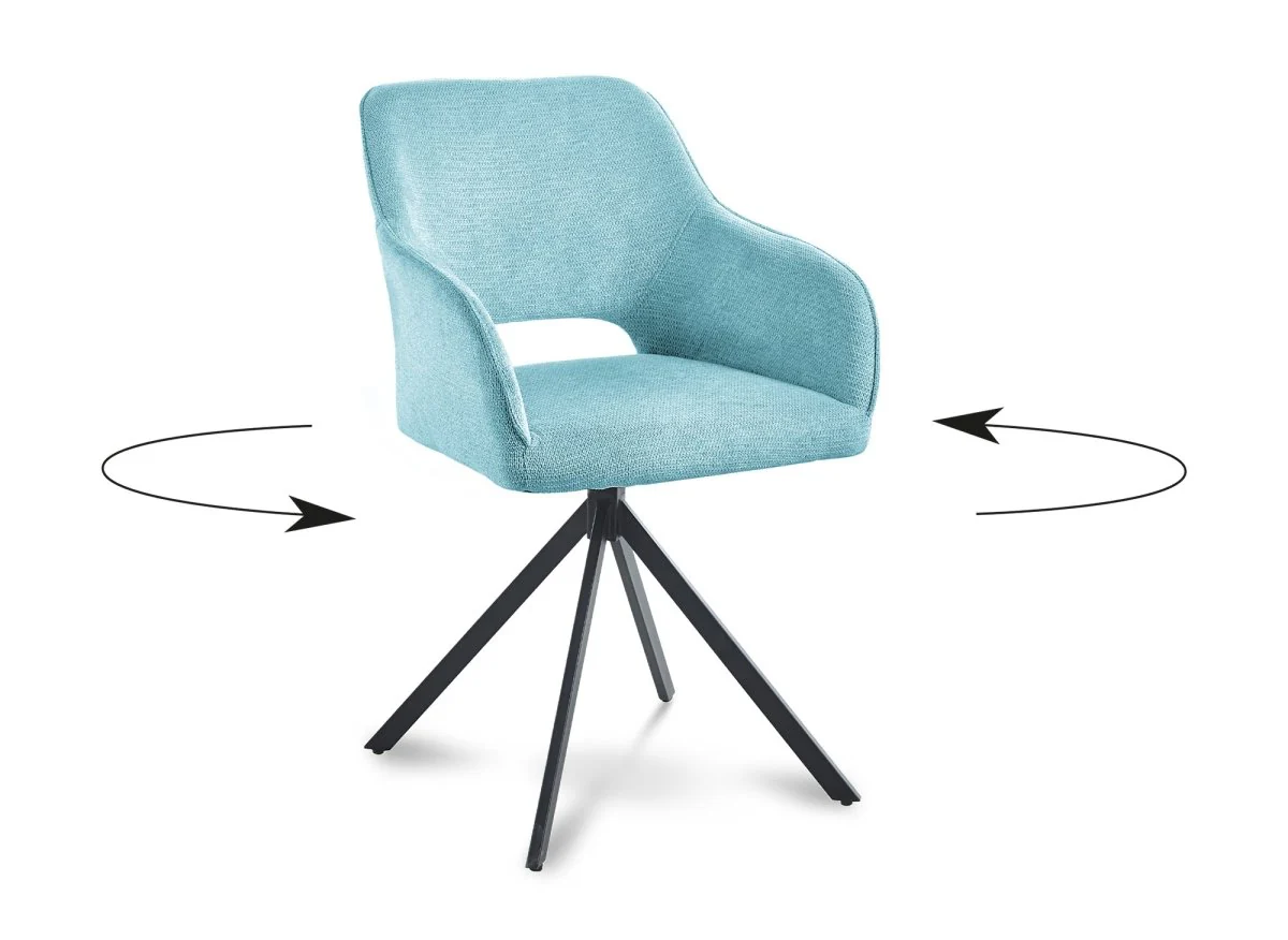Lot de 2 chaises pivotantes design en velours vert d'eau CIEL - Image 5