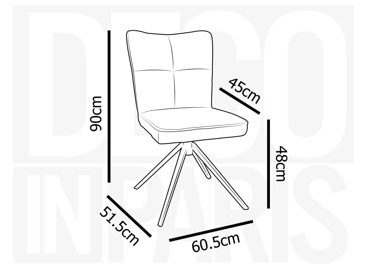 Lot de 2 chaises pivotantes en tissu jaune FELICIE - Image 10