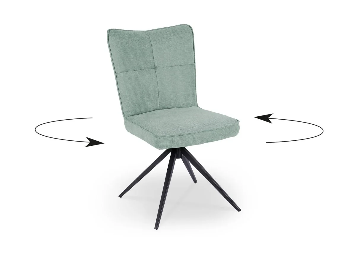 Lot de 2 chaises pivotantes en tissu vert d'eau FELICIE - Image 3