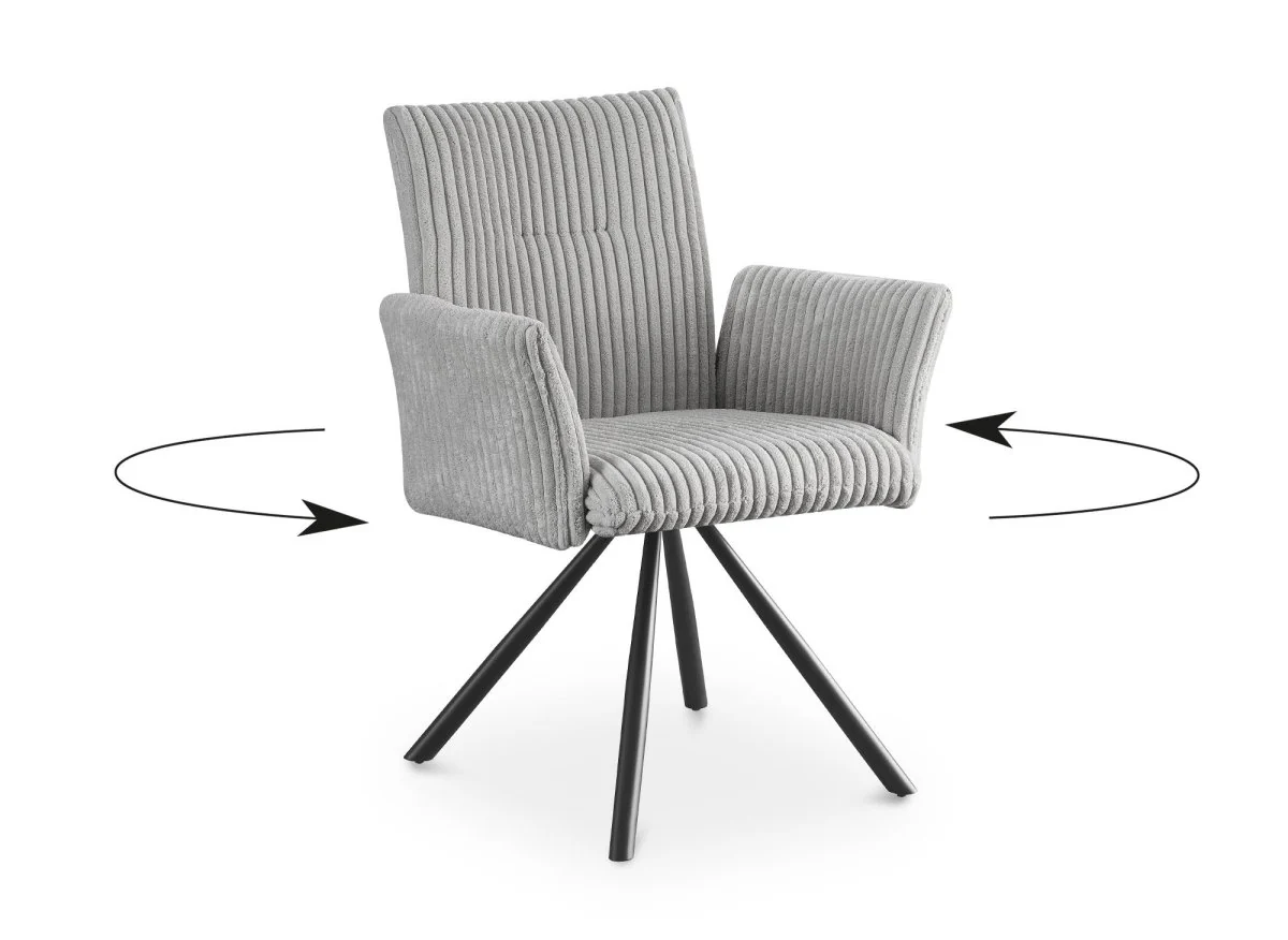 Lot de 2 chaises pivotantes en velours gros côtelé gris HOLLY - Image 2