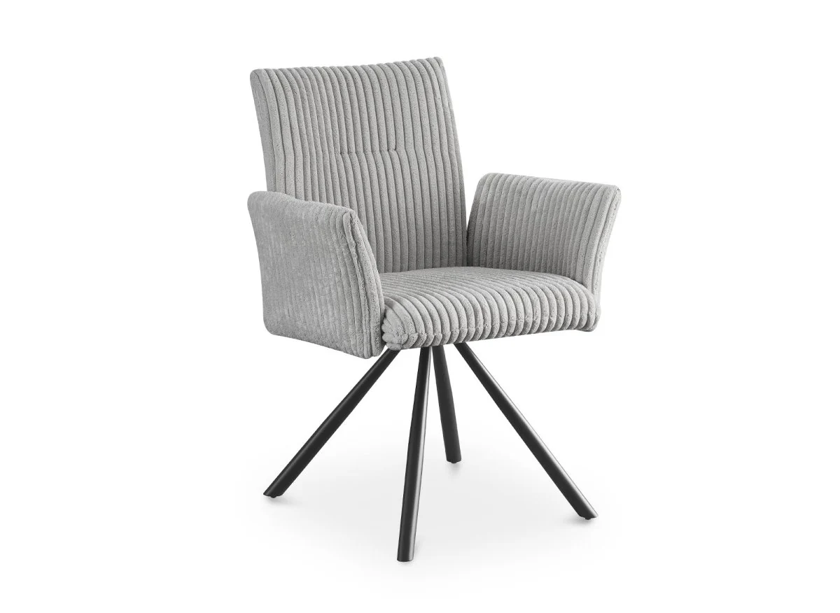 Lot de 2 chaises pivotantes en velours gros côtelé gris HOLLY - Image 3