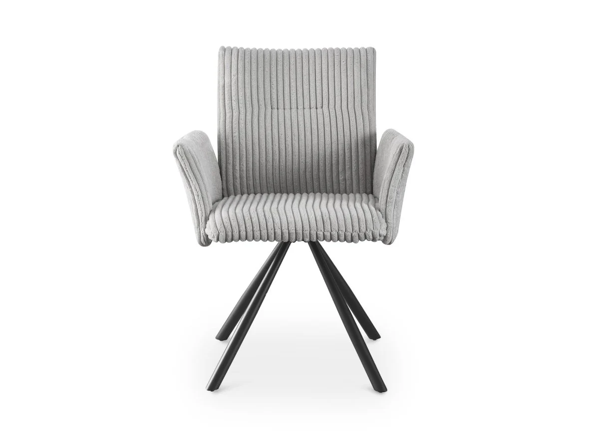 Lot de 2 chaises pivotantes en velours gros côtelé gris HOLLY - Image 4