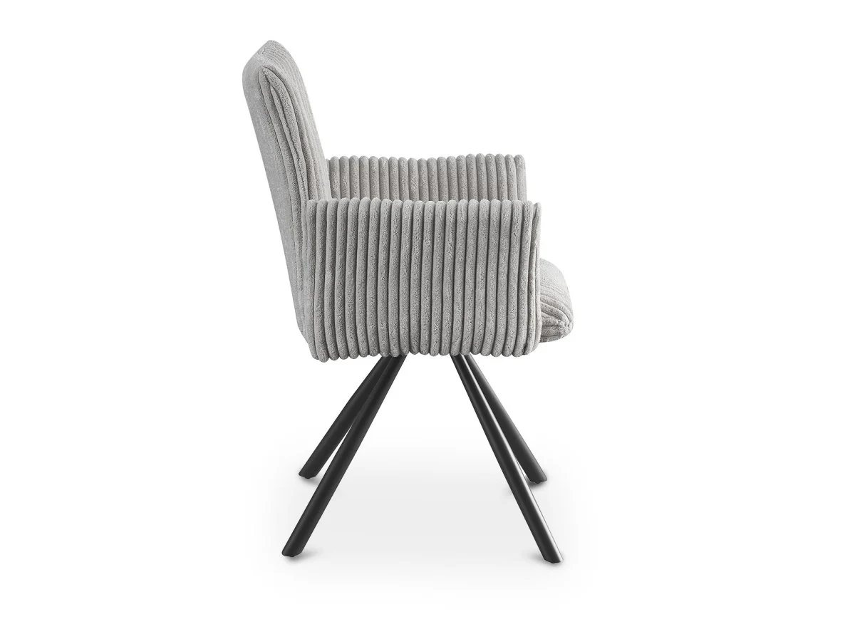 Lot de 2 chaises pivotantes en velours gros côtelé gris HOLLY - Image 5