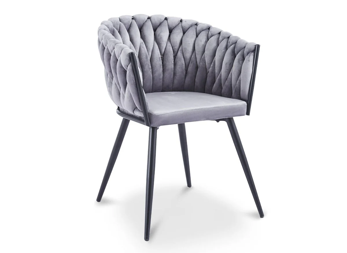 Lot de 2 chaises wave en velours gris CINDY - Image 2