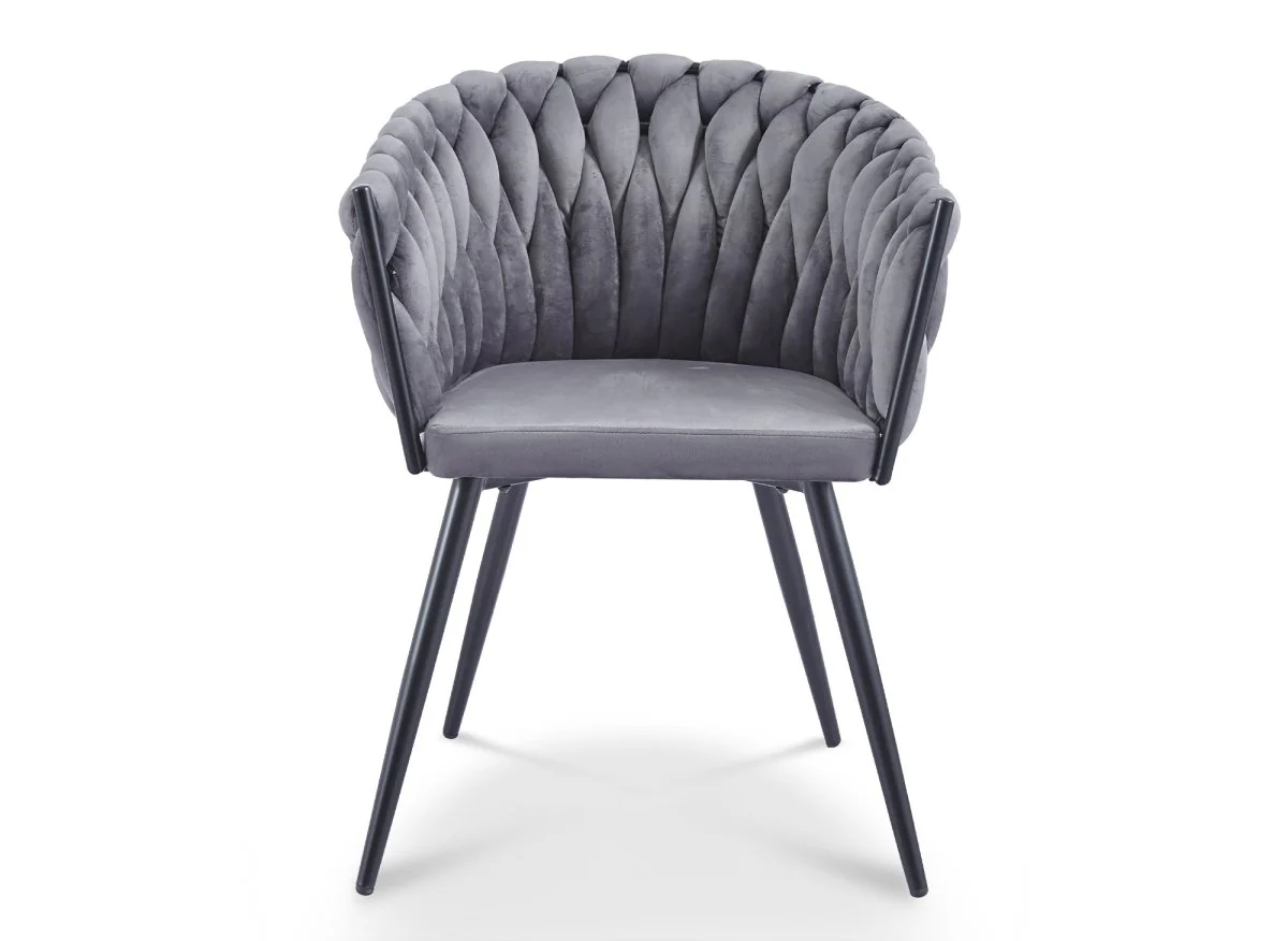 Lot de 2 chaises wave en velours gris CINDY - Image 3