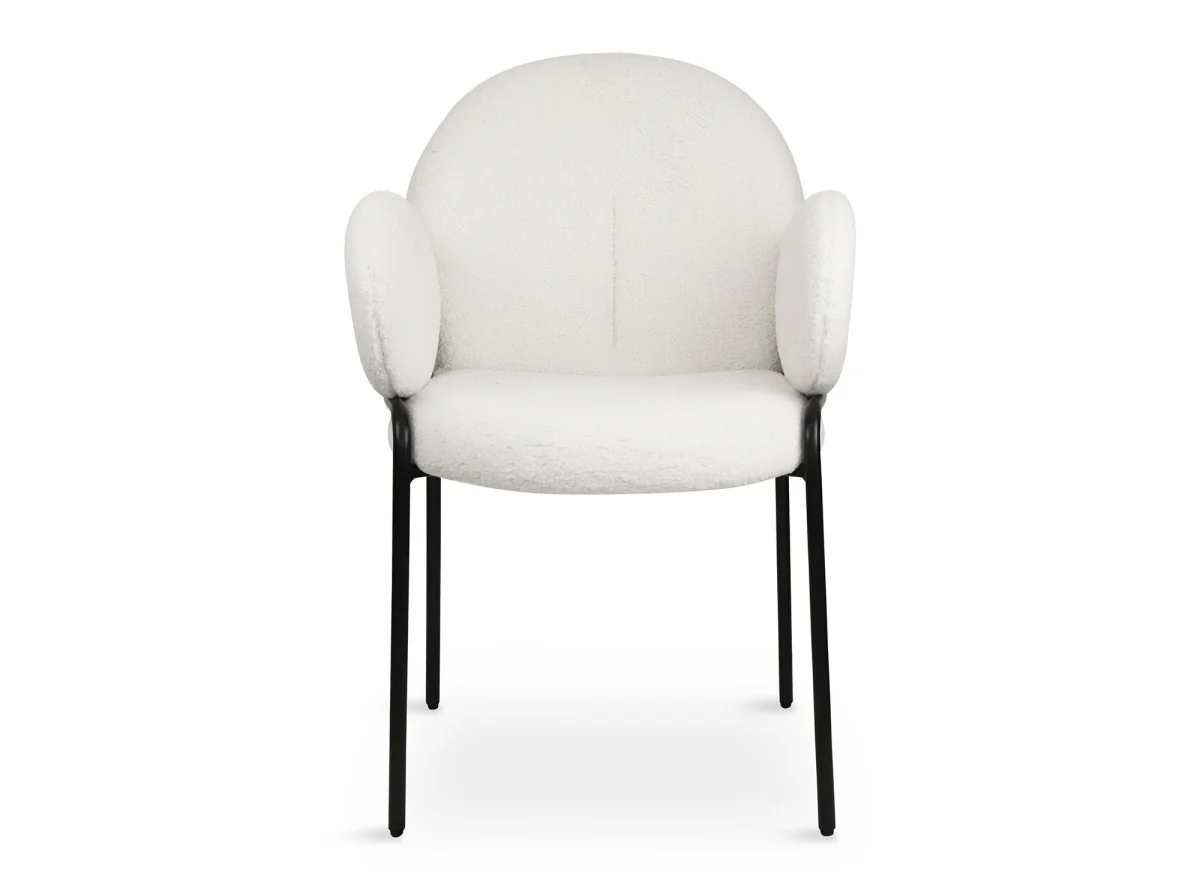 Lot de 2 fauteuils design avec accoudoirs en tissu bouclette blanc BENTA - Image 4