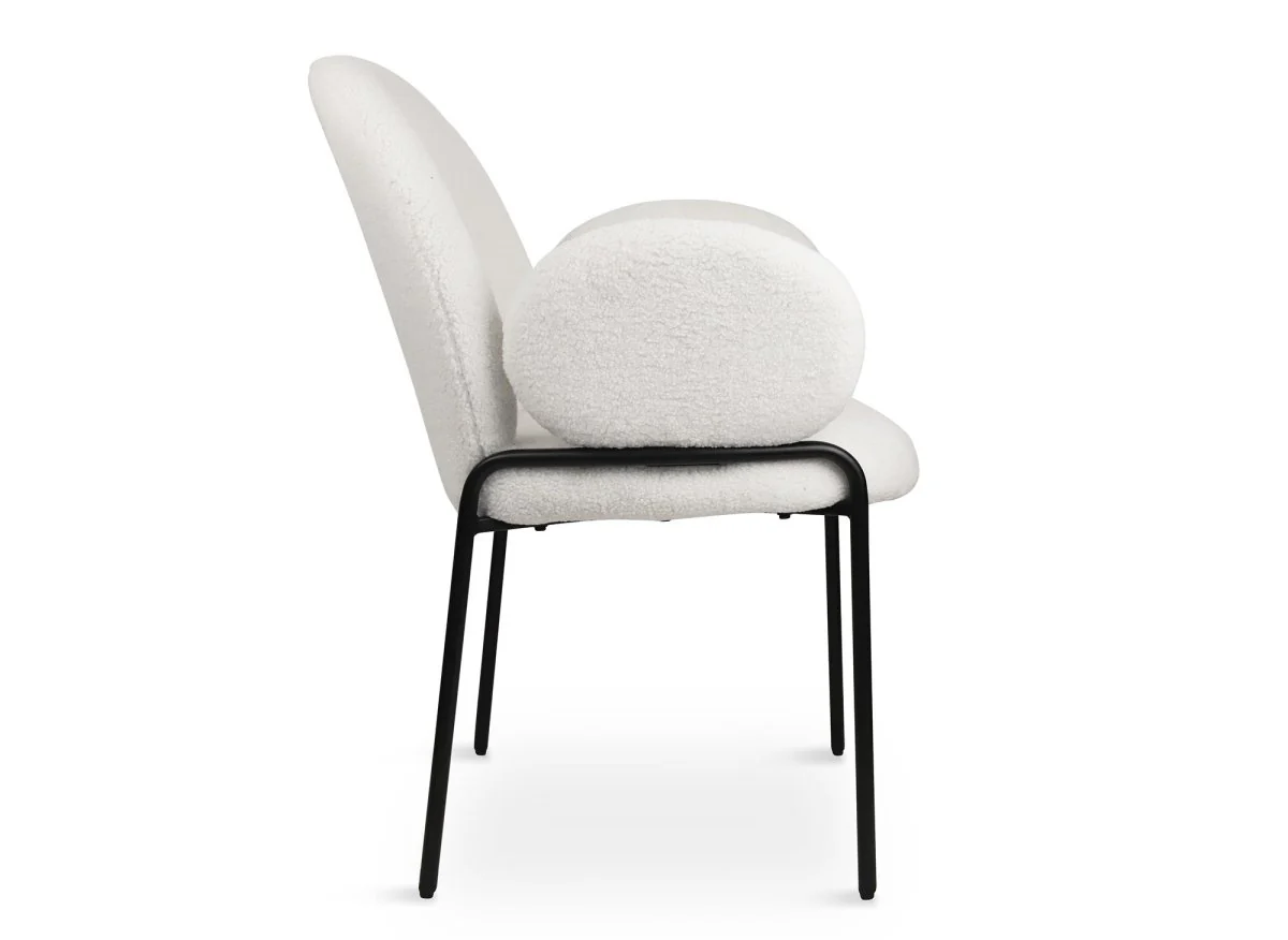 Lot de 2 fauteuils design avec accoudoirs en tissu bouclette blanc BENTA - Image 6
